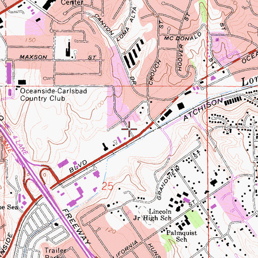 Topographic Map of Oceanside Village Square Shopping Center, CA