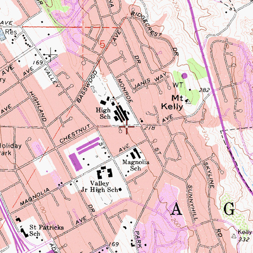 Topographic Map of Pilgrim Congregational Church, CA