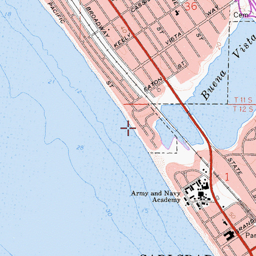 Topographic Map of Saint Malo Beach, CA