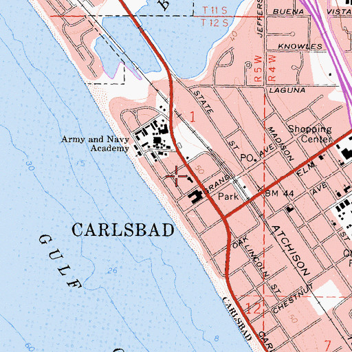 Topographic Map of Saint Michaels by the Sea Episcopal Church, CA