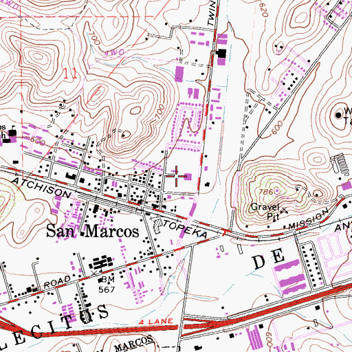 Topographic Map of San Marcos City Hall, CA