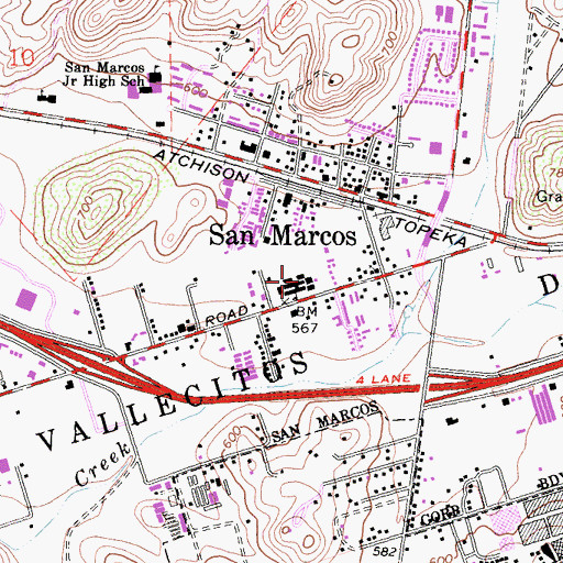 Topographic Map of San Marcos Elementary School, CA