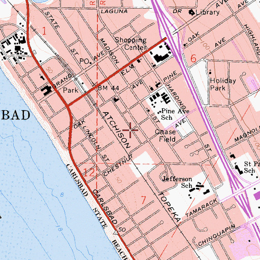 Topographic Map of Santidad Mission (historical), CA