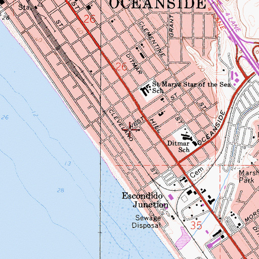 Topographic Map of Second Missionary Baptist Church, CA