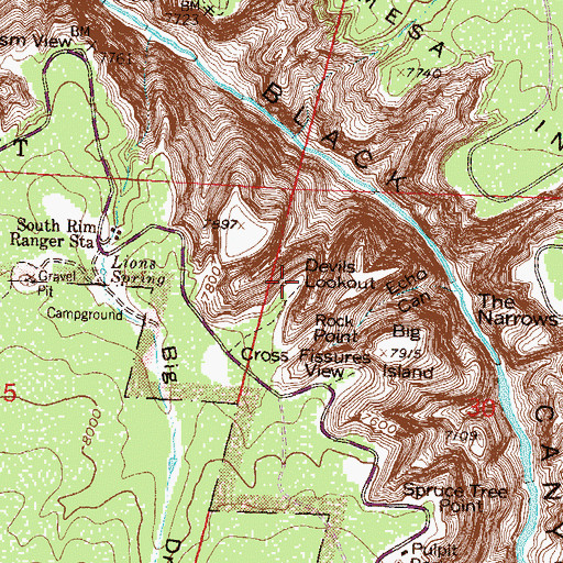 Topographic Map of Devils Lookout, CO