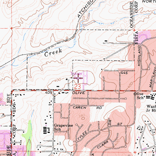 Topographic Map of Tiki Mobile Village, CA
