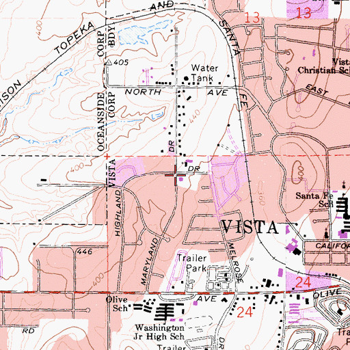 Topographic Map of United Pentecostal Church, CA
