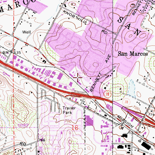 Topographic Map of Vallecitos Town Center Shopping Center, CA