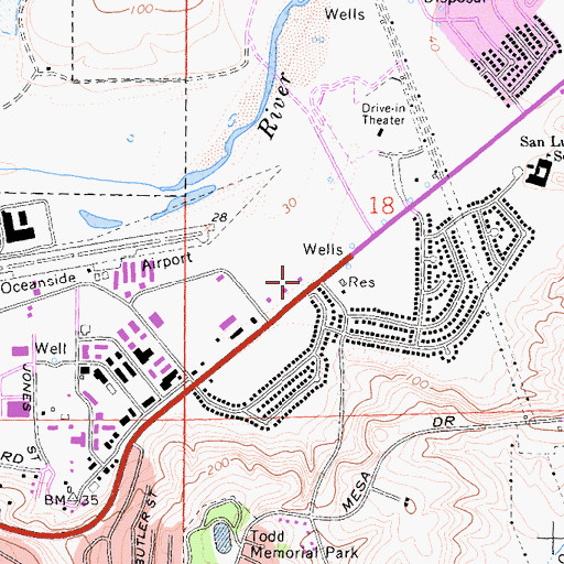 Topographic Map of Valley Plaza Shopping Center, CA