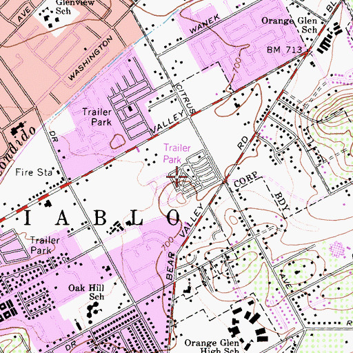 Topographic Map of Carefree Ranch Mobile Home Park, CA