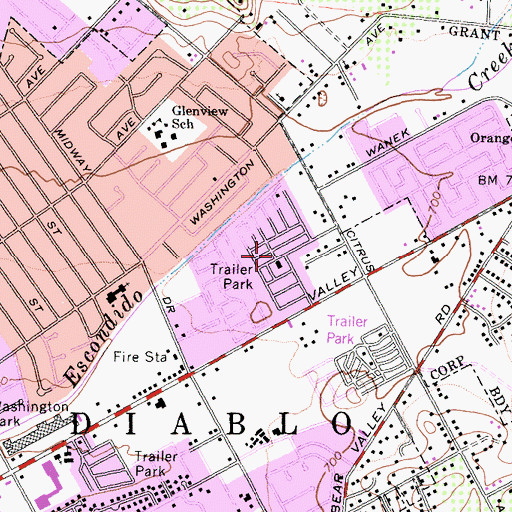 Topographic Map of Imperial Escondido Estates Mobile Home Park, CA