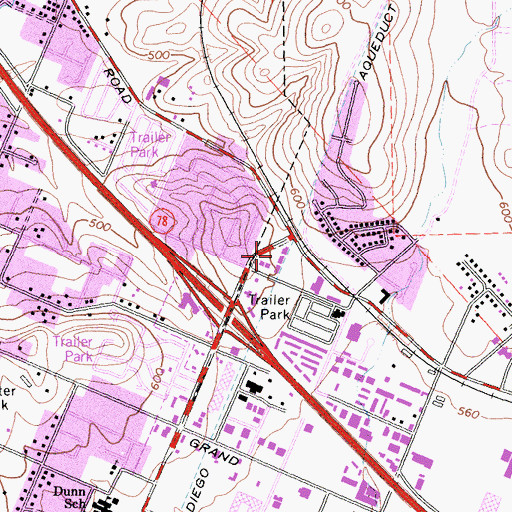 Topographic Map of Mission Center Shopping Center, CA