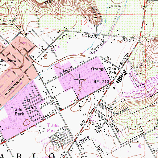 Topographic Map of Mobile Park West Mobile Home Park, CA