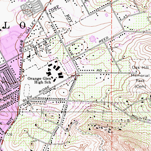 Topographic Map of Mountain View Park, CA