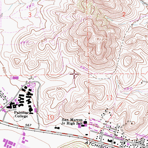 Topographic Map of Paloma Elementary School, CA