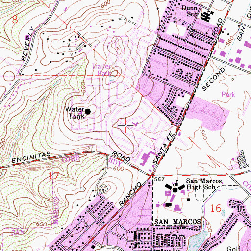 Topographic Map of Palomar East Mobile Home Park, CA