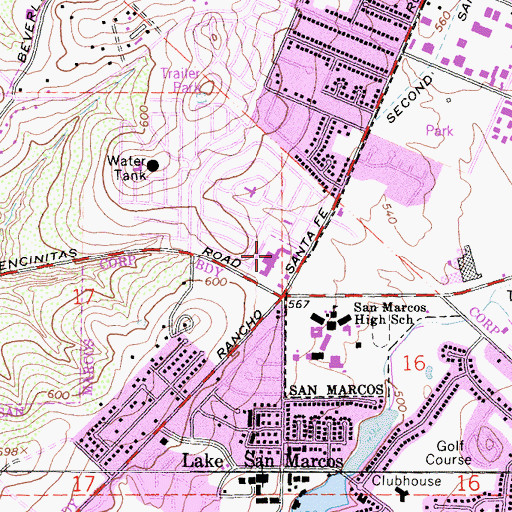 Topographic Map of Palomar Plaza Shopping Center, CA