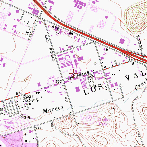 Topographic Map of Park Plaza Shopping Center, CA