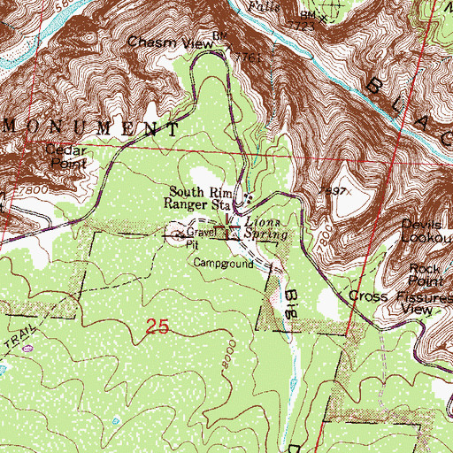 Topographic Map of Lions Spring, CO