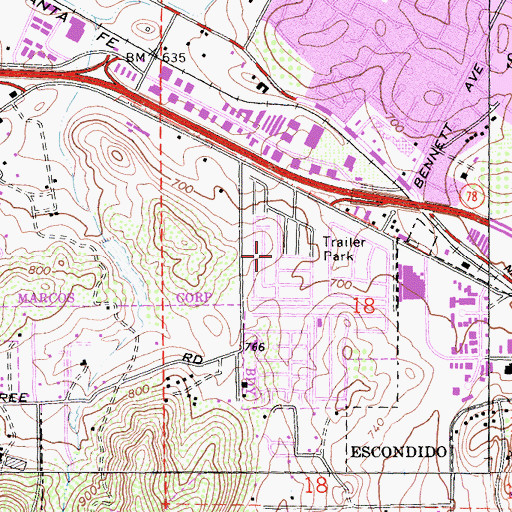 Topographic Map of San Marcos Mobile Estates, CA
