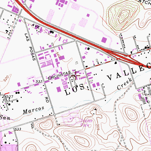 Topographic Map of San Marcos Shopping Plaza Shopping Center, CA