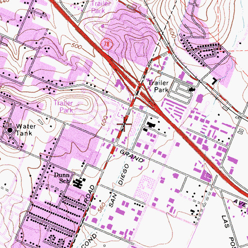 Topographic Map of San Marcos Village Shopping Center, CA