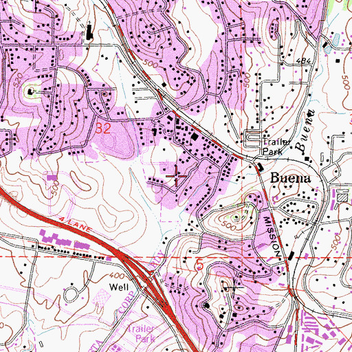 Topographic Map of Solid Rock Ministries, CA