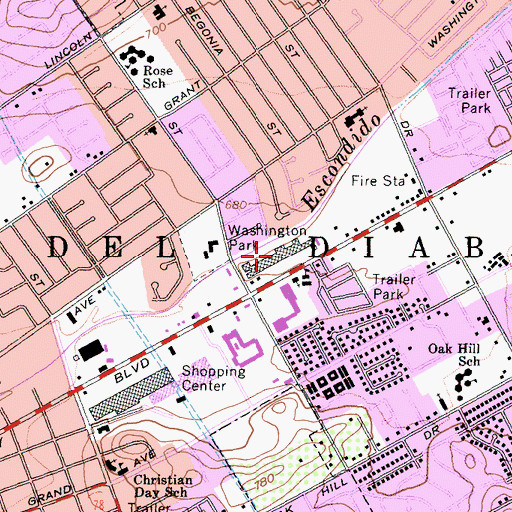 Topographic Map of Valley Plaza Shopping Center, CA