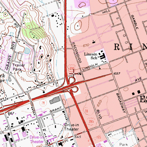 Topographic Map of Apostolic Temple, CA