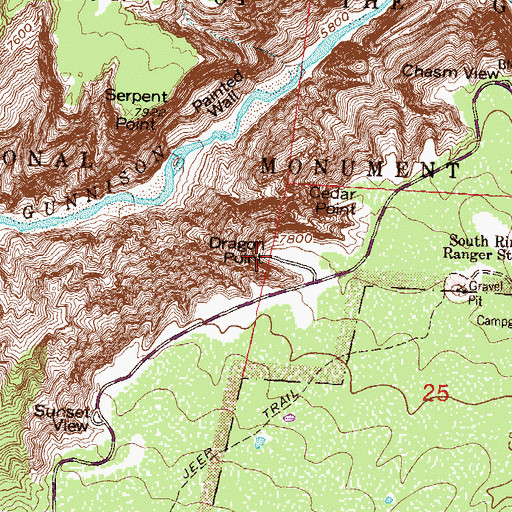 Topographic Map of Dragon Point, CO