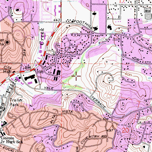 Topographic Map of Brengle Terrace City Park, CA