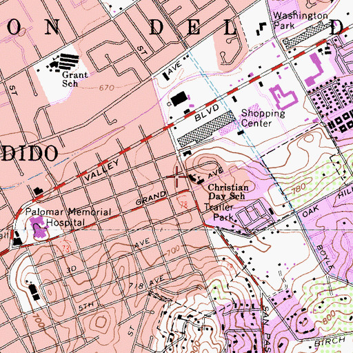 Topographic Map of Calvary Assembly of God Church, CA