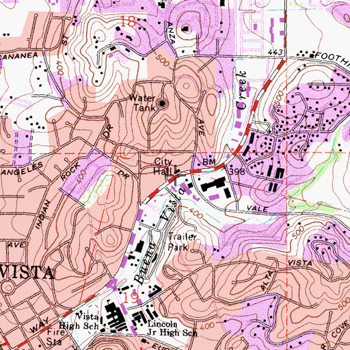 Topographic Map of Calvary Chapel of Vista, CA