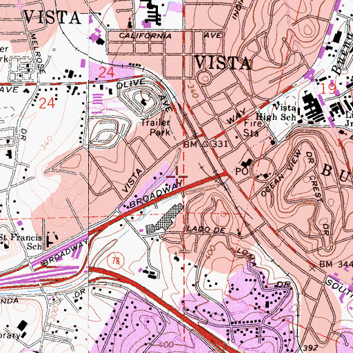Topographic Map of Charismatic Christian Fellowship Church, CA