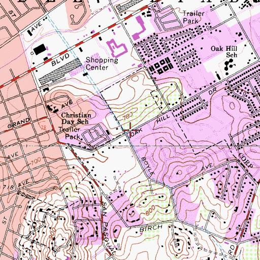 Topographic Map of Church of Christ, CA