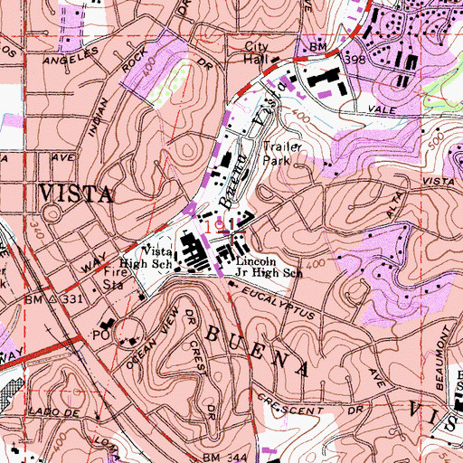 Topographic Map of Civic Center Park, CA