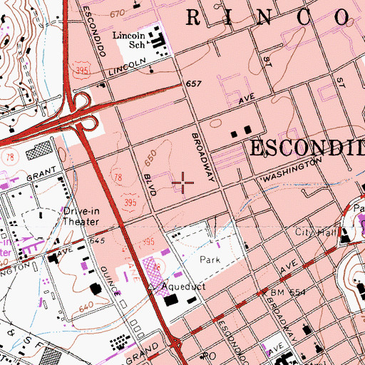 Topographic Map of Country Corner Shopping Center, CA