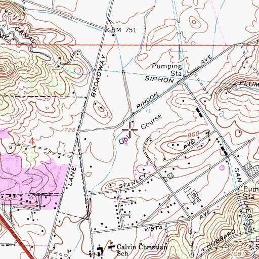 Topographic Map of Escondido Country Club, CA