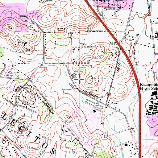 Topographic Map of Escondido Recreational Vehicle Park, CA