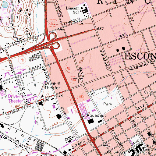 Topographic Map of Escondido Square Shopping Center, CA