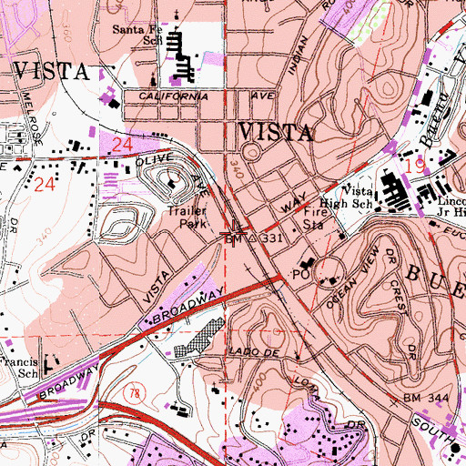 Topographic Map of Faith Community Baptist Church, CA