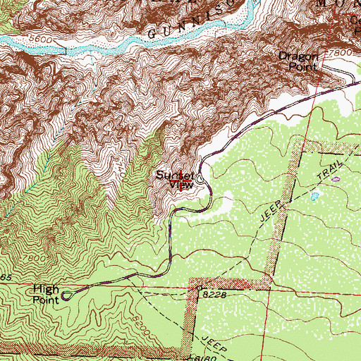 Topographic Map of Sunset View, CO