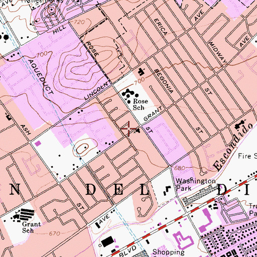 Topographic Map of House of Prayer Lutheran Church, CA