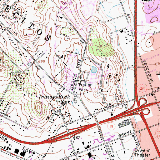 Topographic Map of Lake Bernardo Estates Mobile Home Park, CA