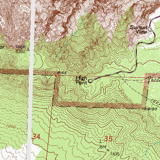 Topographic Map of High Point, CO