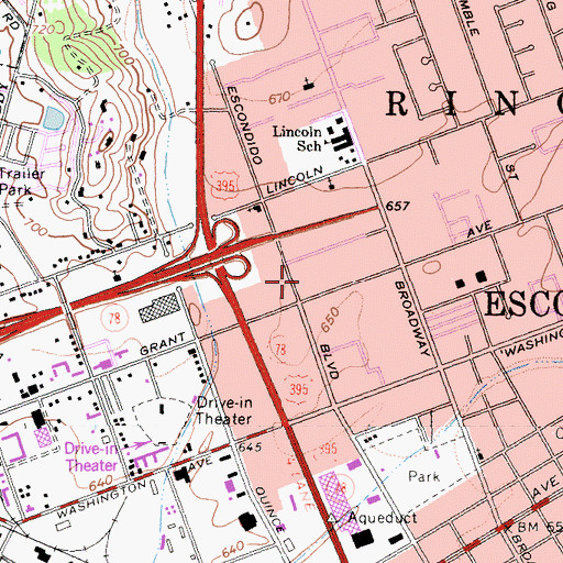 Topographic Map of Mission Square Shopping Center, CA