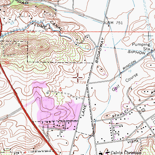 Topographic Map of North Broadway Elementary School, CA