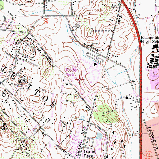 Topographic Map of Rancho Escondido Mobile Home Park, CA