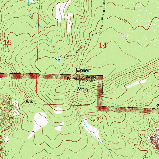 Topographic Map of Green Mountain, CO