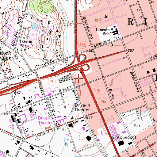 Topographic Map of San Marcos Shopping Center, CA